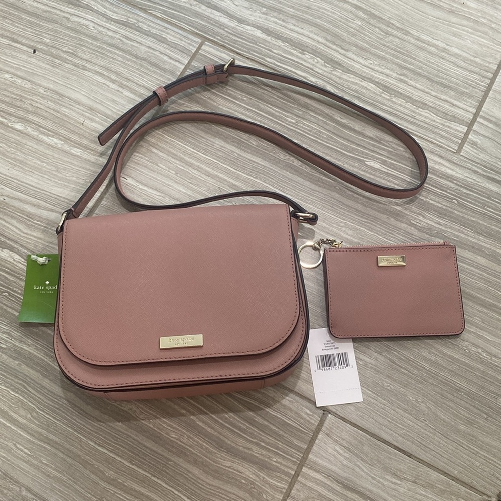 Kate Spade Laurel Way Large Carsen crossbody bag & Bitsy wallet Dusty Peony NWT